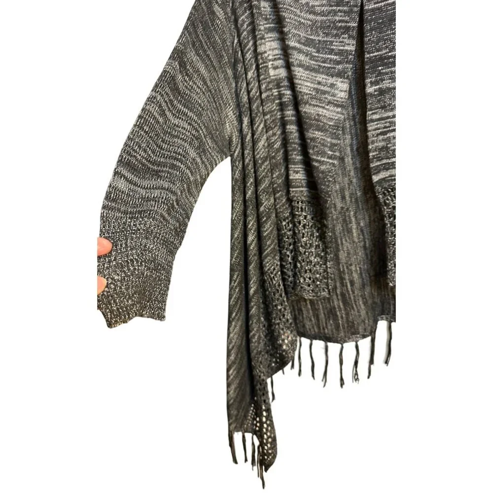 One World  Size XL  Live and Let Live Women's Cardigan Sweater Gray/Black